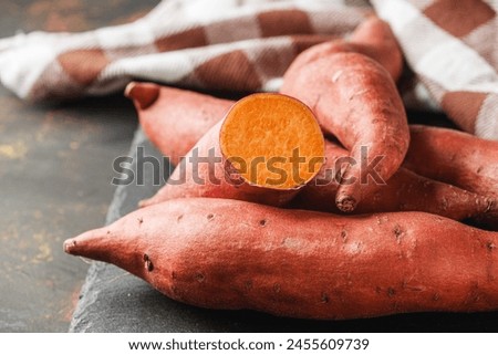 Image, Stock Photo Baked sweet potato with vegetable filling.