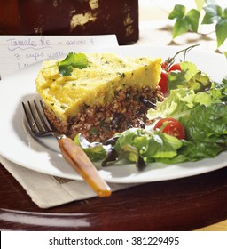 Fresh Tamale Pie With Fork On Plate