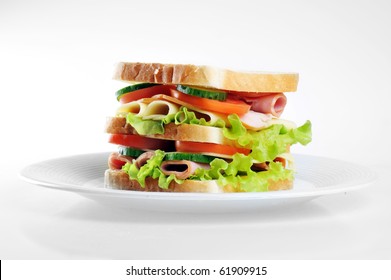 Fresh And Tasty Sandwich On Plate