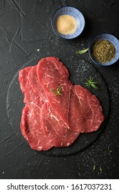 Fresh, Thin Beef Steak With Spices