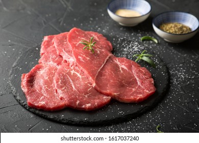 Fresh, Thin Beef Steak With Spices