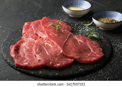 Fresh, Thin Beef Steak With Spices