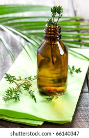 Fresh Thyme Oil In A Bottle