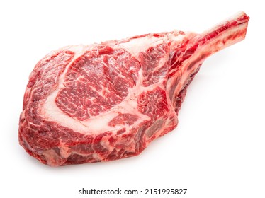 Fresh Tomahawk beef steak isolated on white background, Tomahawk beef steak on white background With clipping path.
