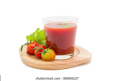 Fresh Tomato Juice Isolated On White Background.