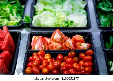 Fresh Tomato And Vegetables In Salad Bar Buffet