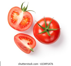 Fresh tomatoes on white background. Top view - Shutterstock ID 613491476