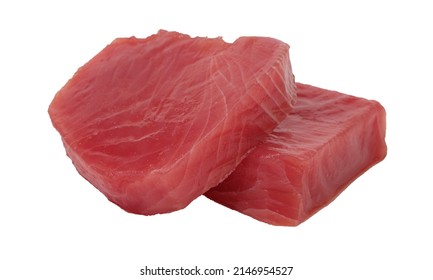 Fresh Tuna Fish Fillet On A White Background Macro Photo