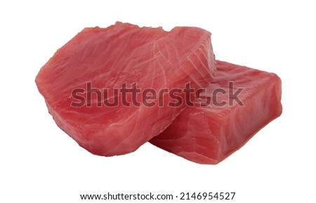 fresh tuna fish fillet on a white background macro photo