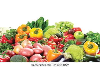 Fresh Vegetables, All vegeies placed together with white background, removable background, Potato.
Cabbage.
Tomato.
Cauliflower.
Spinach.
Asparagus.
Brinjal.
Carrot.
Mix vegetables white background.