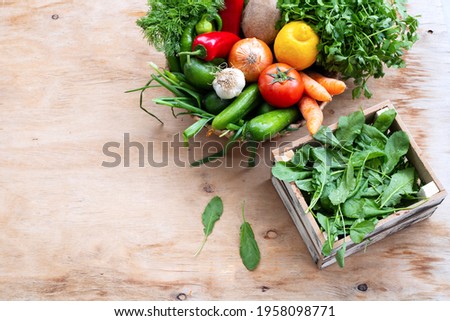 Similar – Foto Bild Grünkohl-Salat und Zutaten auf Holz