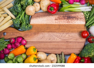 Fresh Vegetables And Chopping Board