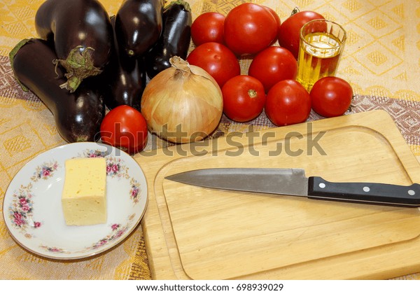 Fresh Vegetables Cooking Light Dinner Moussaka Food And Drink Stock Image