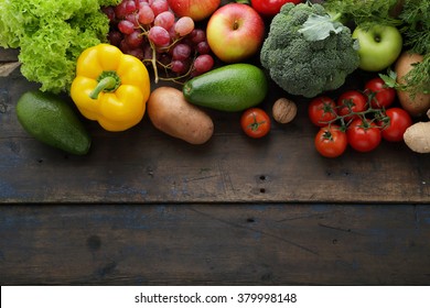 Fresh Vegetables And Copy-space, Food Top View