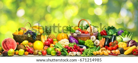 Fresh vegetables and fruits background