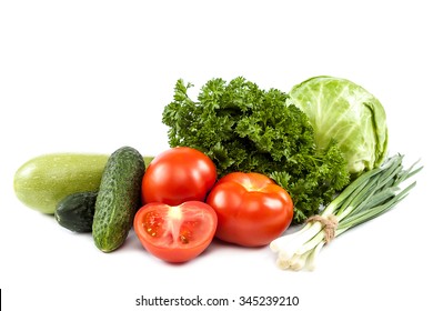 Fresh vegetables isolated on a white background. - Shutterstock ID 345239210