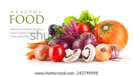 Fresh vegetables with leaf lettuce. Isolated on white background