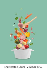 Verduras frescas y carne