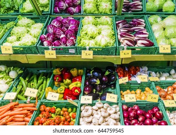 Fresh Vegetables On The Market Counter