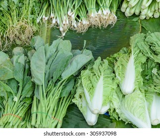 Fresh Vegetables On Street Market In Thailand