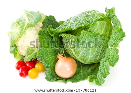 fresh vegetables on white background