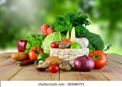 Fresh vegetables on wooden and blur background. - Powered by Shutterstock