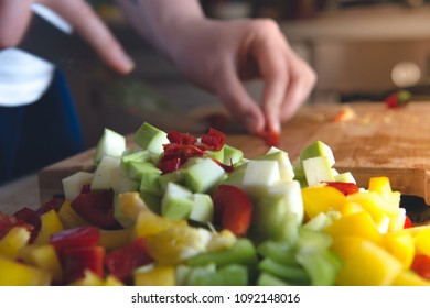 Fresh vegetables on a wooden chopping Board - Shutterstock ID 1092148016