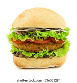 Fresh Vegetarian Burger Isolated On White Background.