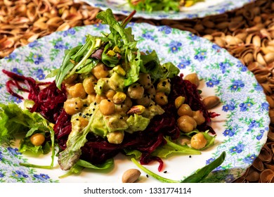 Fresh Vegeterian Salad On The Plates