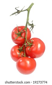 Fresh Vine Tomatoes - Isolated On White Background