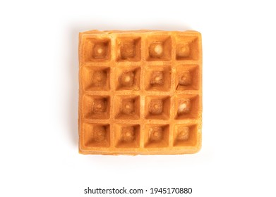 Fresh waffle isolated on white background. top view