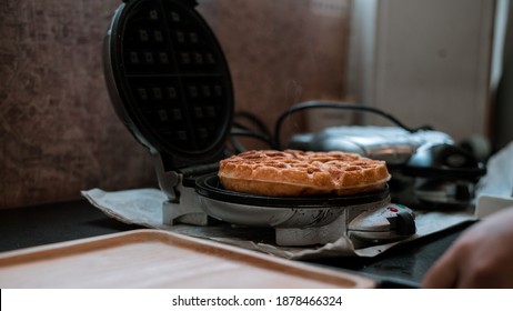 Fresh Waffles On Waffle Maker 