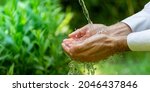 Fresh water in the garden, wellbeing and nature concepts