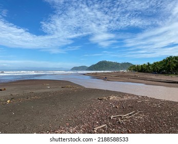 Fresh Water Meets Salt Water On The Beach In Costa Rica