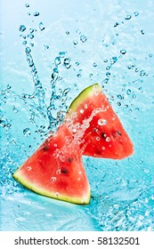 fresh water splash on red watermelon