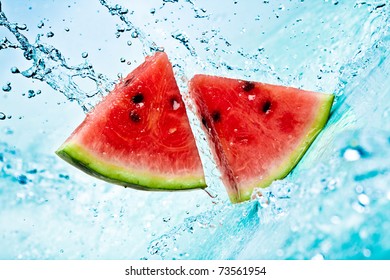 fresh water splash on red watermelon