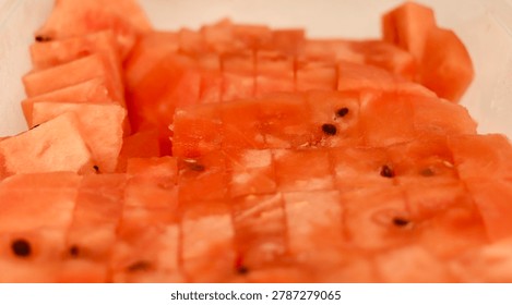 Fresh Watermelon Cubes Background Texture
