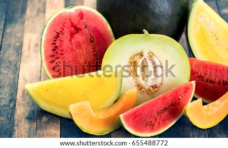 Fresh watermelons and melons 