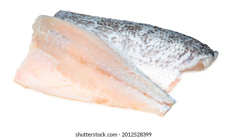 Fresh white striped bass fish isolated on white background, White striped bass fish isolated on white with clipping path.