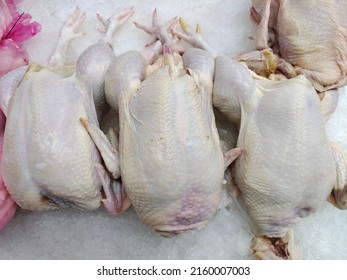 Fresh Whole Chicken Meat On Display At Wet Market, Malaysia.
