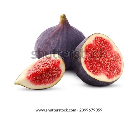 Fresh whole and cut figs isolated on white