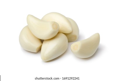 Fresh whole peeled garlic gloves isolated on white background - Shutterstock ID 1691292241