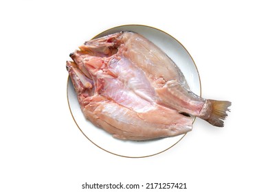 Fresh Whole Red Snapper On A Plate, Ready To Be Cooked And Ready For Dinner.