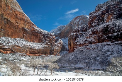 Fresh Winter Snow Has Fallen At Zion National Park, Utah