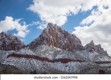 Fresh Winter Snow Has Fallen At Zion National Park, Utah