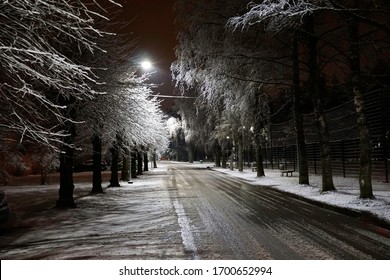 Fresh winter snow in night - Powered by Shutterstock
