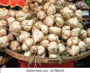 Fresh Yam Bean (Jicama) On Market.