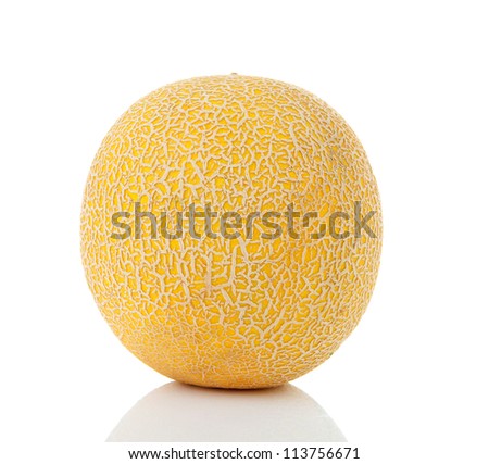 Fresh yellow cantaloupe melon isolated on white background