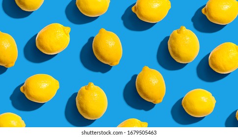 Fresh Yellow Lemons Overhead View - Flat Lay