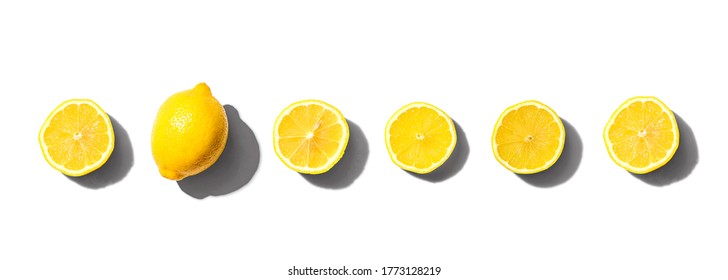 Fresh Yellow Lemons Overhead View - Flat Lay